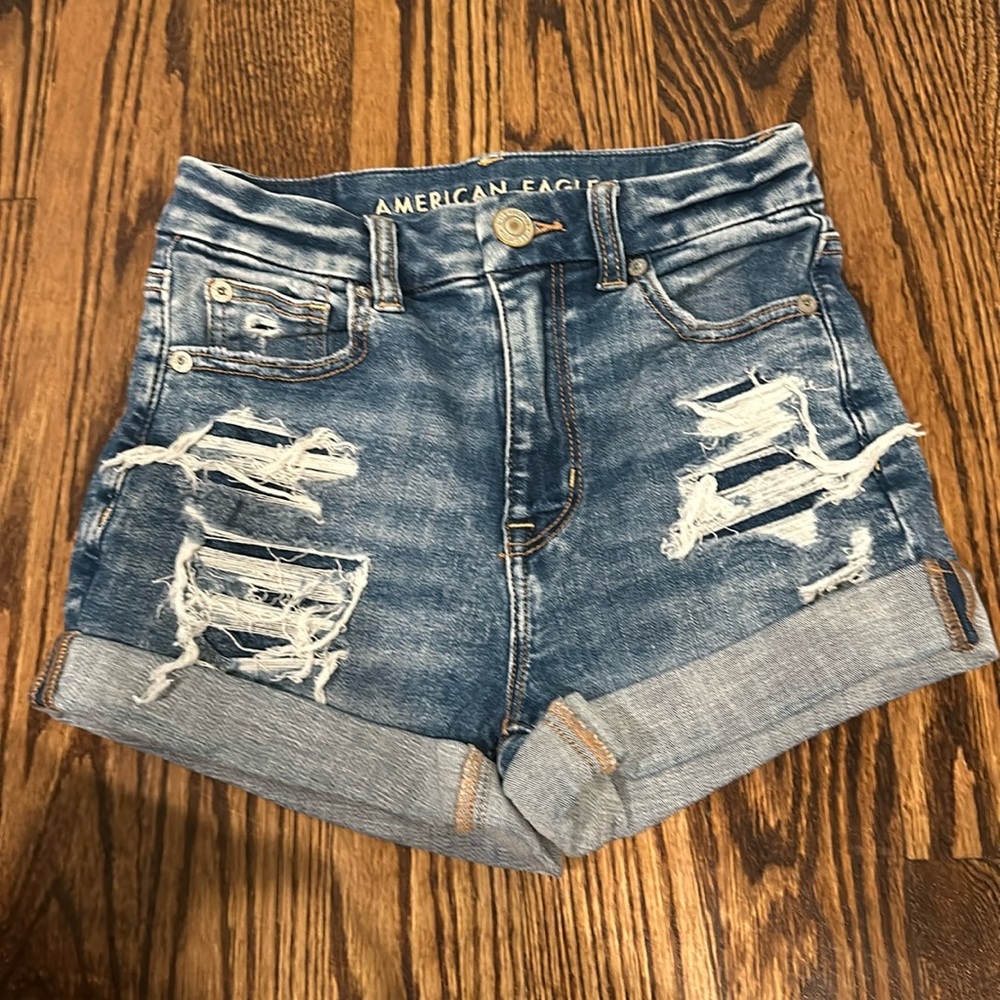 AE Next Level Super High-Waisted Denim Short Short